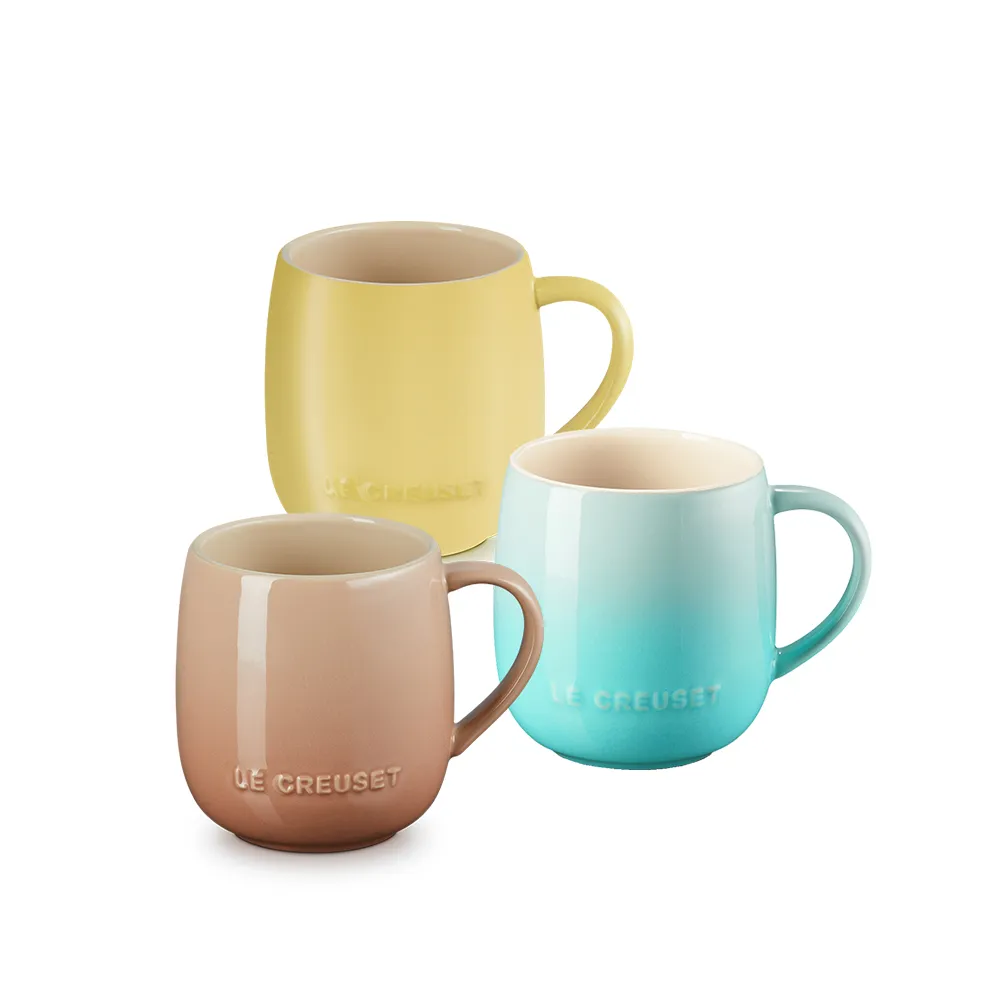 【Le Creuset】瓷器蛋蛋馬克杯380ml(卡布奇諾/含羞草黃/薄荷綠 3色選1)