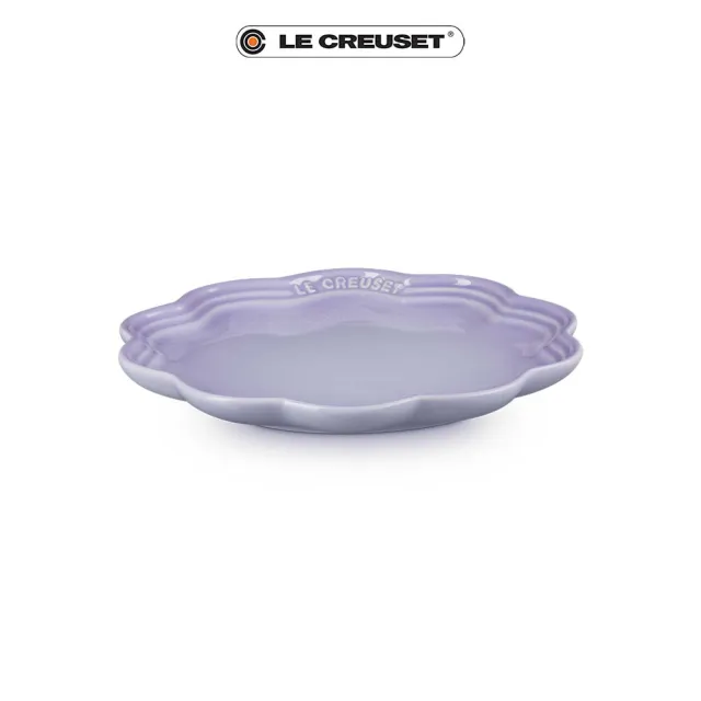 【Le Creuset】瓷器蕾絲花邊盤 22cm(粉彩紫)