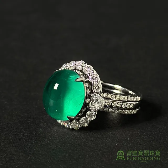 【Fubibaoding jeweler 富璧寶鼎珠寶】7.56CT祖母綠貓眼兩用鑽戒指(天然祖母綠 送禮 情人節 國際圍#11)