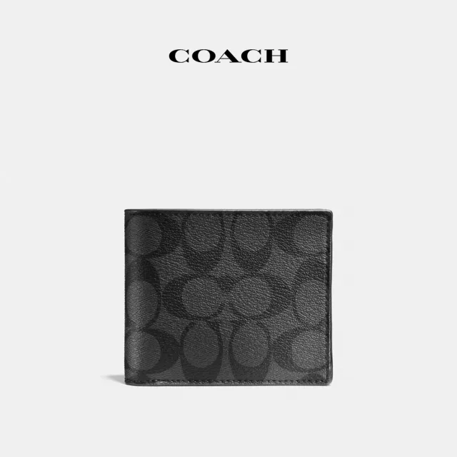 【COACH蔻馳官方直營】經典Logo三合一錢包-碳灰色/黑色(74993)