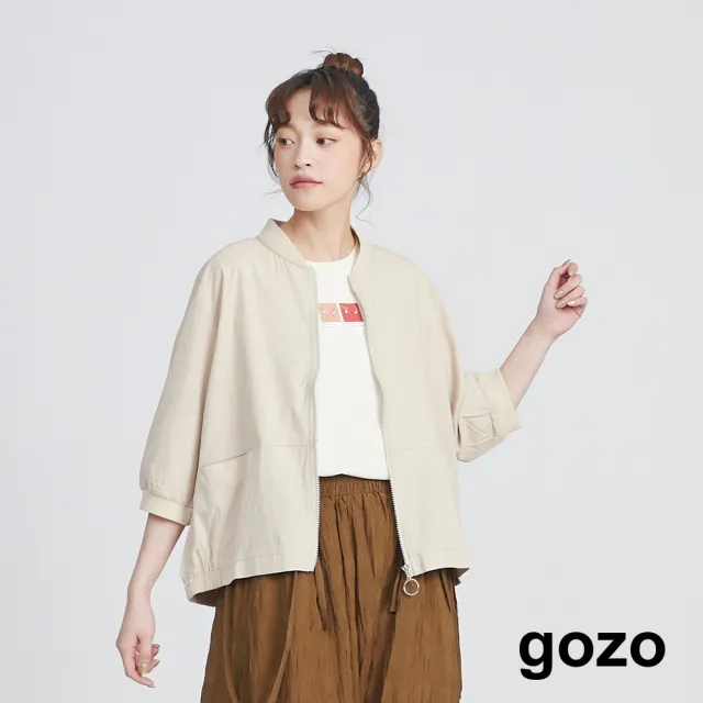 【gozo】MOMO獨家款★限量開賣 休閒七分袖薄夾克外套(兩色)