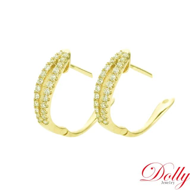 【DOLLY】0.30克拉 輕珠寶18K黃K金鑽石耳環