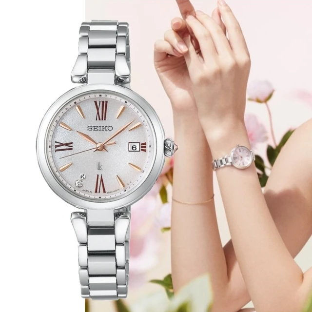 SEIKO 精工 LUKIA 花卉系列 鈦金屬 羅馬數字 太陽能電波女錶 SK027(SSQW081J/1B32-0BK0S)