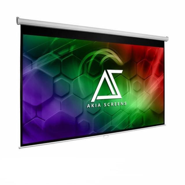 Akia Screens AK-M120V-W Akia Screens AK-M120V-W 為美國品牌手拉式投影銀幕,尺寸120吋,4:3比例,觀賞面積183x244 cm,布幕尺寸210x254 cm,重量僅8.96 kg。適閤家庭或商用投影使用,安裝簡易,產地其他國家,提供一年保固,優質布幕材質確保清晰影像呈現。