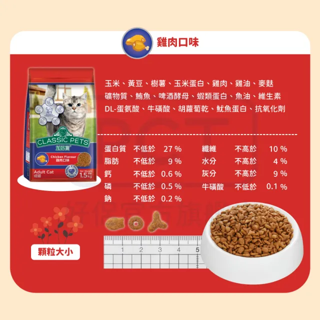 【Classic Pets 加好寶】貓乾糧-鮪魚口味 1.5KG(貓飼料/成貓)