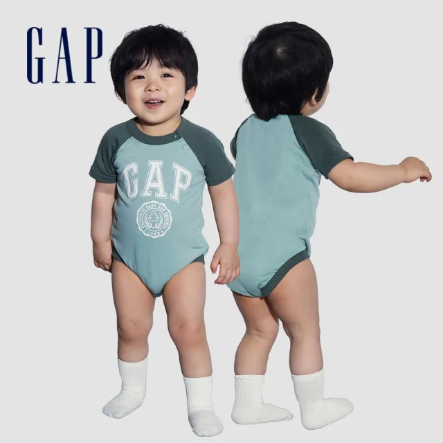 【GAP】嬰兒裝 純棉小熊刺繡短袖包屁衣-多色可選(505565&505577)