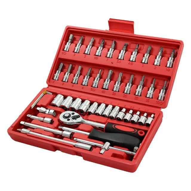 【MT】專業工具組 工具箱 46件套 工具 六角套筒 六角扳手 螺絲起子(優惠組 六角套筒 六角扳手 螺絲起子)