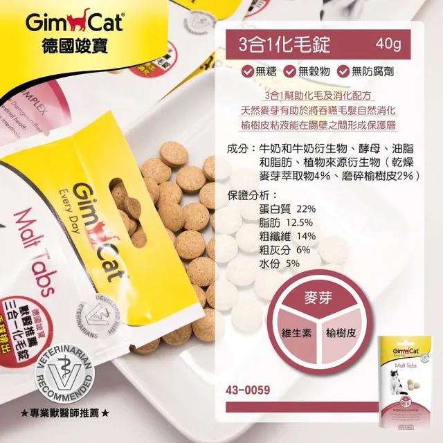 【Gimpet 竣寶】三合一系列//化毛錠(40g 保護腸胃黏膜)