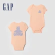 【GAP】嬰兒裝 Logo純棉小熊印花圓領短袖包屁衣-多色可選(402477&427711&434527&505583)