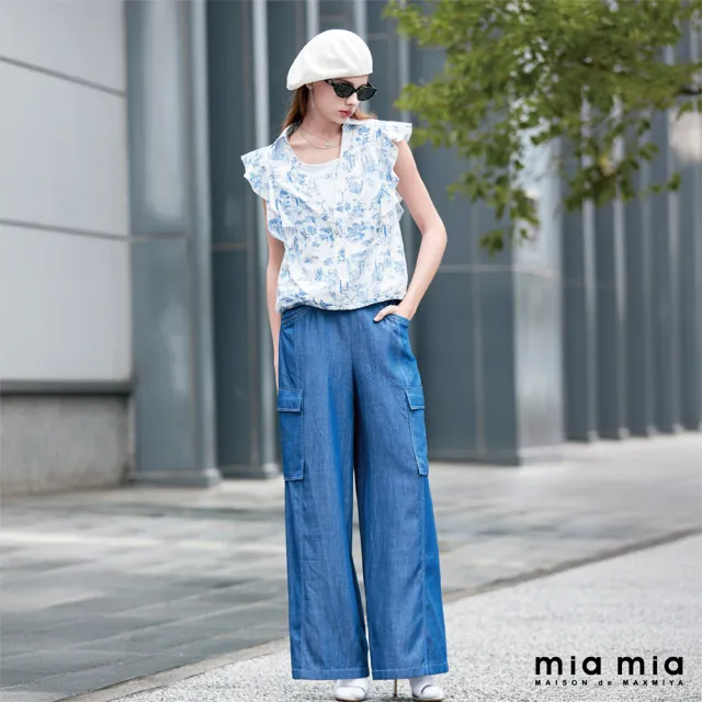 【mia mia】假兩件式雙貼袋寬口褲