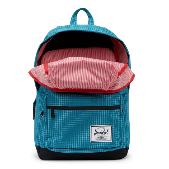【Herschel】Pop Quiz 大型 藍綠 白線方格 帆布底 防潑水 筆電夾層 大學 書包 學生 男生 女生 背包 後背包