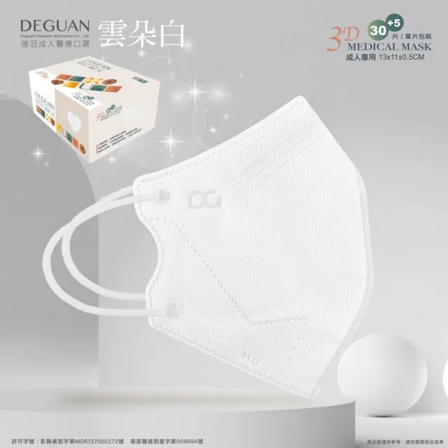 【德冠DG】3D立體成人醫療口罩X4盒組(多款顏色任意選 35入/盒)