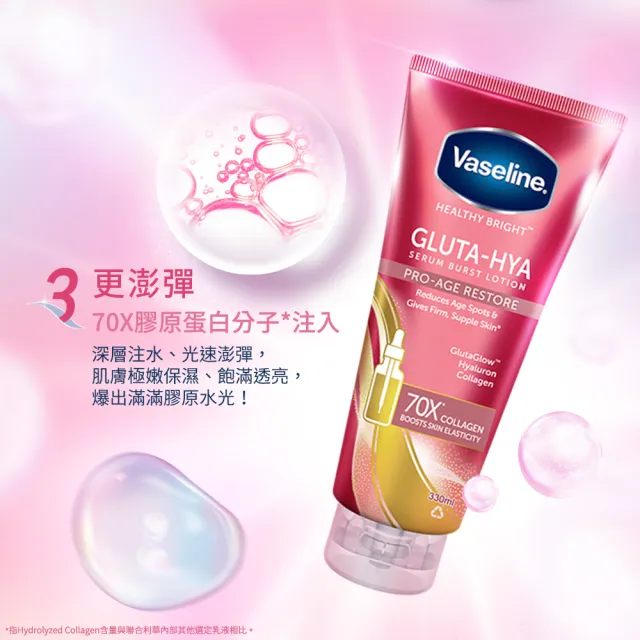 【Vaseline 凡士林】精華凝乳 330ml-3入(水光膠原/肌亮水潤/淡斑勻亮)