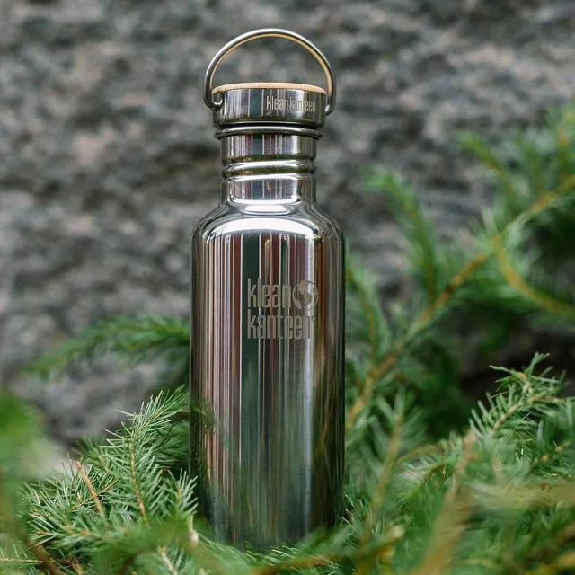 【Klean Kanteen】不鏽鋼冷水杯800ml(鏡面鋼 竹片鋼蓋)