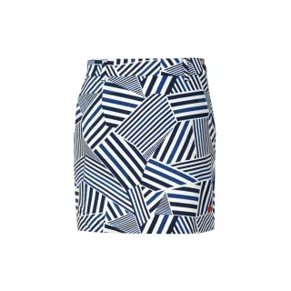 【LE COQ SPORTIF 公雞】高爾夫系列 女款藏青色幾何學風格法式運動防曬短裙 QLT8J705