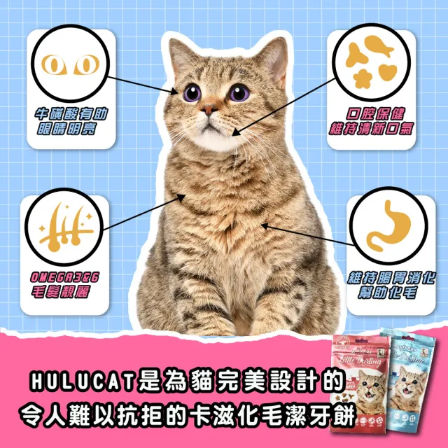 【Hulucat】卡滋化毛潔牙餅60g*12入(貓點心/貓零食/貓餅乾/化毛排毛)