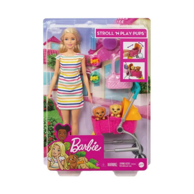 【ToysRUs 玩具反斗城】Barbie芭比 開心小狗推車組合