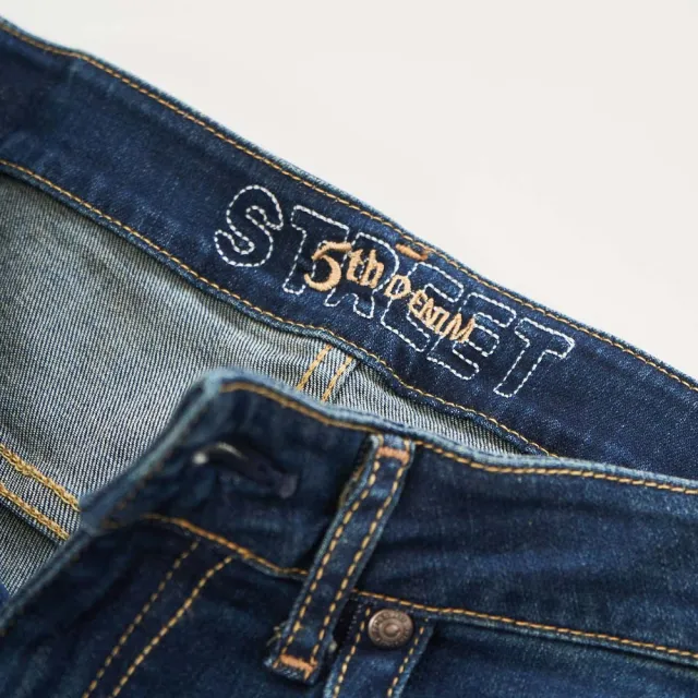 【5th STREET】男裝彈力修身小直筒褲-酵洗藍