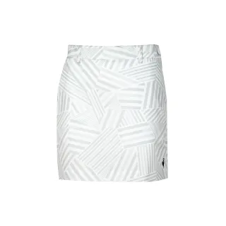 【LE COQ SPORTIF 公雞】高爾夫系列 女款白色幾何學風格法式運動防曬短裙 QLT8J705