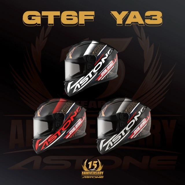 【ASTONE】GT6F-YA3-15周年紀念帽(碳纖/白 碳纖/紅 碳纖/黑銀)