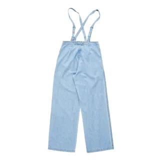 【5th STREET】女裝 吊帶寬褲 工裝褲 牛仔寬褲 寬褲 牛仔 吊帶 棉質 中藍(917094)