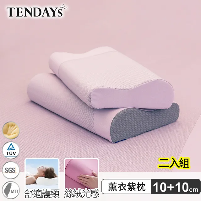 【TENDAYS】玩色柔眠記憶枕 2入組(薰衣紫 8cm/10cm 任選)