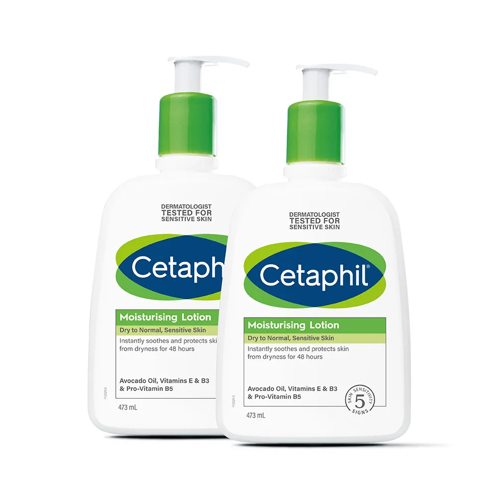 【Cetaphil 舒特膚】官方直營 長效潤膚乳 473ml*2入(臉部身體乳液/敏感肌/保濕/B3/B5/乾燥粗糙)