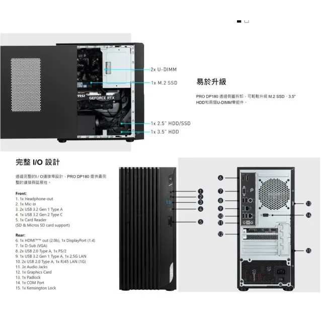 【MSI 微星】+16G記憶體組★i5 GT1030獨顯電腦(PRO DP180 13RK-034TW/i5-13400F/8G/512G SSD/GT1030-2G/W11