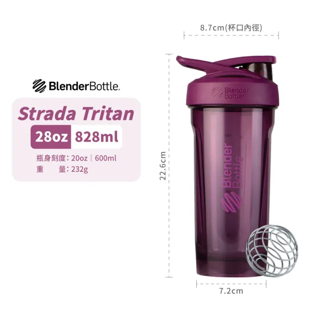 【Blender Bottle_2入】按壓防漏搖搖杯〈Strada Tritan〉28oz/828ml(BlenderBottle/運動水壺/搖搖杯)