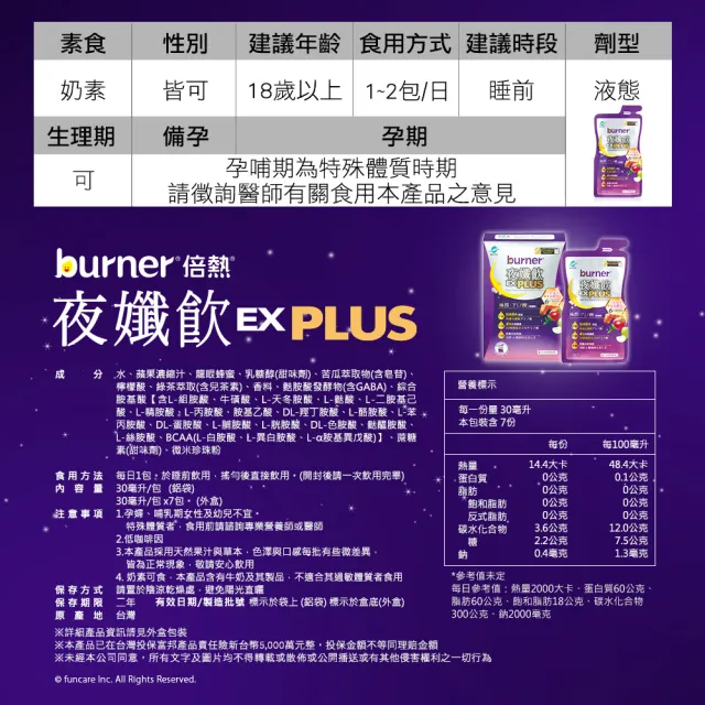 【船井burner倍熱】夜孅飲EX PLUS 11盒(共77包 宋芸樺愛用推薦)