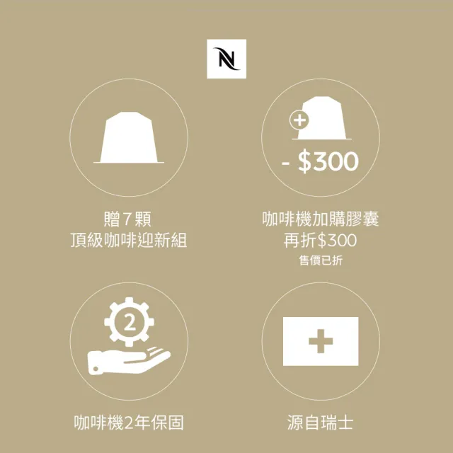 【Nespresso】膠囊咖啡機 Inissia 奶泡機組合(瑞士頂級咖啡品牌)