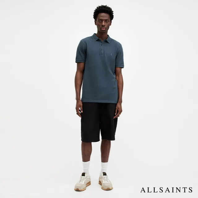 【ALLSAINTS】REFORM 公羊頭骨刺繡純棉短袖POLO衫-藍 MD051H(常規版型)