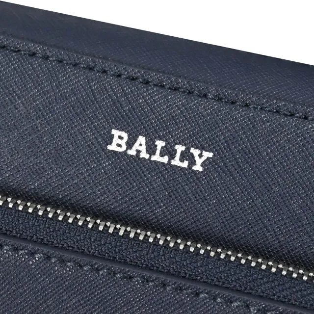 【BALLY】DARBI 經典燙印LOGO防刮皮革前口袋相機包斜背包(深藍)