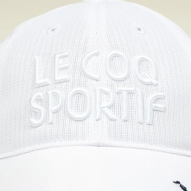 【LE COQ SPORTIF 公雞】高爾夫系列 白色防水高透氣可調節高爾夫球帽 QGT0J108