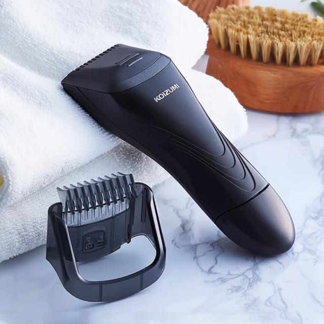 【日本小泉KOIZUMI】質感時尚 乾電池式 三段長度調整 電動 除毛刀 得體刀 KMC-0631H(附清潔刷)