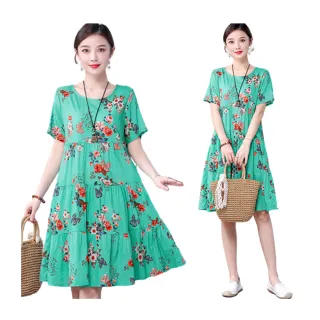 【AMIE 艾米韓系】現貨綠底紅花棉稠層次睡衣居家服(共1色)