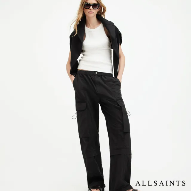 【ALLSAINTS】BARBARA 高腰軍裝休閒長褲-黑 W021TA(舒適版型)