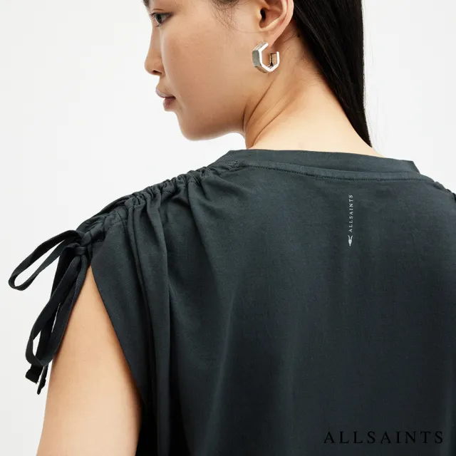 【ALLSAINTS】CASSIE 純棉舒適綁帶短袖T恤-水洗黑 W157JA(舒適版型)