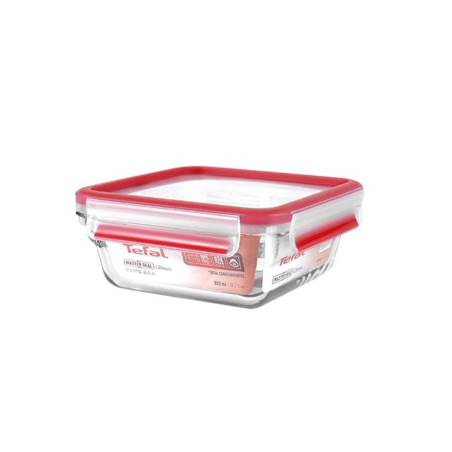 【Tefal 特福】新一代無縫膠圈密封防漏耐熱玻璃保鮮盒/便當盒800ML(膠條免拆洗)