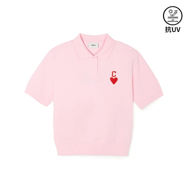 MLB 女版抗UV防曬短袖Polo衫 Heart系列 克里夫蘭守護者隊(3FPQH0243-45PKL)