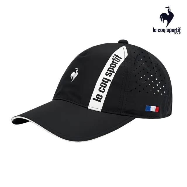 【LE COQ SPORTIF 公雞】高爾夫系列 黑色高透氣運動風可調節棒球帽 QGT0J114