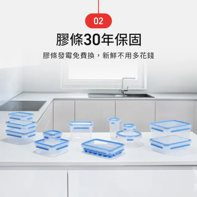 【Tefal 特福】環保好攜帶PP保鮮盒8件組(150*2+200*1+550*2+1L*1+1.2*1+2.2L*1)