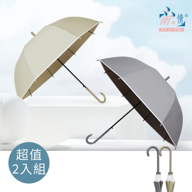 【雨之情】霧面質感透明直自動傘(買一送一/直傘/長傘/雨傘/2入組)