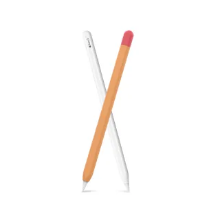 【AHAStyle】Apple Pencil 2代/Pro 筆套 超薄矽膠保護套 橘黃+紅(撞色款)