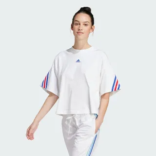 【adidas 愛迪達】上衣 女款 短袖上衣 運動 短版 W FI 3S TEE 白 IS3236