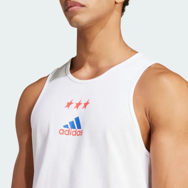 【adidas 愛迪達】背心 男款 運動背心 慢跑 M AMER G TK 白 IR5827