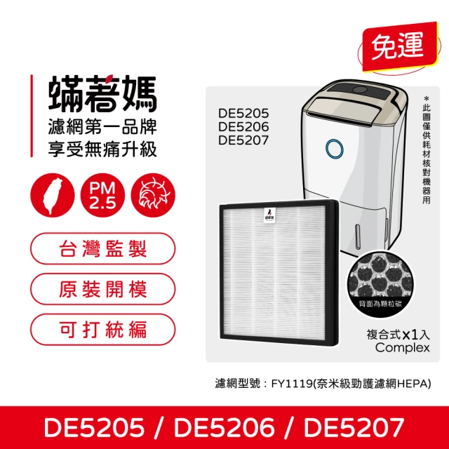 蟎著媽 複合式濾網(適用 PHILIPS 飛利浦 DE5205 DE5206 DE5207 清淨除濕機)