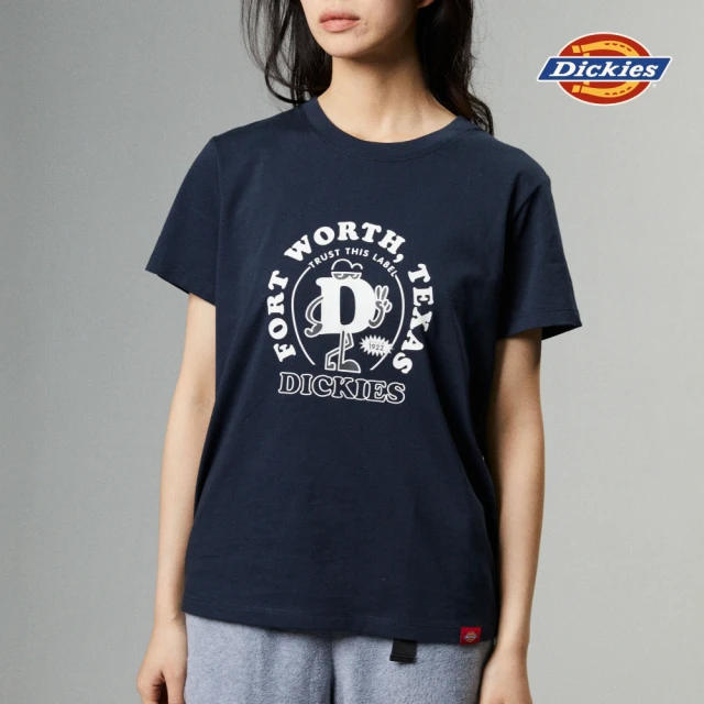 Dickies 女款深海軍藍純棉胸前趣味品牌字母D印花設計短袖T恤｜DK0A87MOCG7