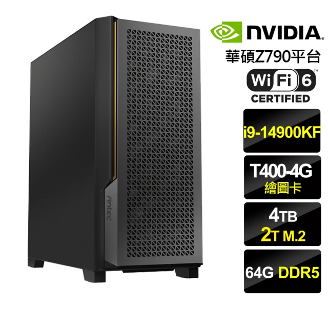 NVIDIA i9廿四T400{冰川}電競機(i9-14900KF/華碩Z790/64G/2TB+4T)