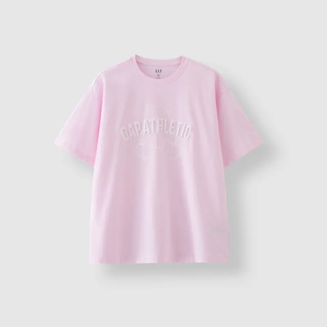【GAP】女裝 Logo純棉小熊印花圓領短袖T恤 親膚系列-淡紫色(465239)